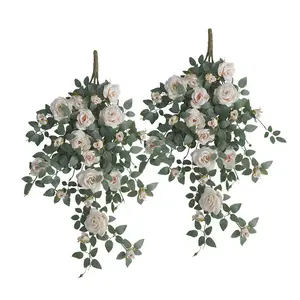SNT1040玫瑰藤窗户景观布局丝绸仿22法国玫瑰藤天花板装饰人造挂花