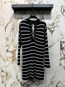 <span class=keywords><strong>Vestido</strong></span> de punto a rayas <span class=keywords><strong>azul</strong></span> <span class=keywords><strong>marino</strong></span> para mujer, ropa informal - Product Image 5