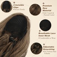 Extensions de cheveux de queue de cheval courtes ondulées avec cordon de serrage queue de cheval synthétique à clipser pour femmes