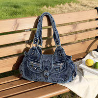 Nouveau Sac à Main Carré de Luxe en Tissu Denim pour Femme 2026 – Sac à Bandoulière Designer Tendance et Simple, Sac Fourre-Tout Croisé
