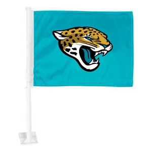 Jacksonville <span class=keywords><strong>Jaguars</strong></span> автомобильные флаги с подставкой для NFL Ads печатная фабрика оптом - Product Image 1