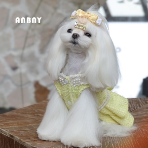 Automne hiver robe de princesse élégante pour petits chiens chaud caniche <span class=keywords><strong>maltais</strong></span> Polyester vêtements pour animaux de compagnie LittleStyle motif solide - Product Image 4