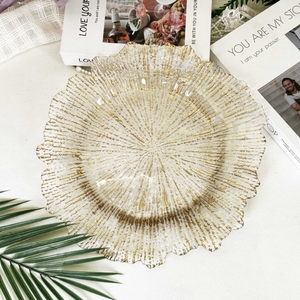 Assiettes de présentation en PP <span class=keywords><strong>pas</strong></span> chères, 13 pouces, mariage, fête, vintage, transparentes, noires, argentées, dorées, bord en acrylique, <span class=keywords><strong>plastique</strong></span> - Product Image 3