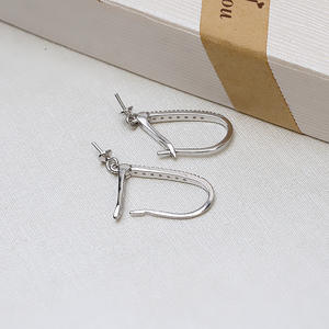 Boucles d'oreilles en argent S925, accessoires, édition argentée avec perles 8-13, boucles d'oreilles détachables, plaque à perles, support DIY, bijoux vides pour femmes, 5404 - Product Image 3