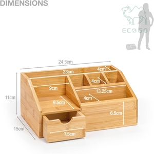 Bamboo Luxury Office <b>Desktop</b> Makeup Brush Display Box Storage <b>Stand</b> Custom Logo Desk Pen Holders Cosmetic Organizer - Product Image 5