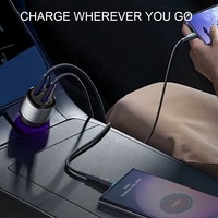 Adaptor Charger Mobil Grosir Pabrik USB-C PD30W PPS33W QC3.0 18W Bahan Tahan Api PC Warna Dapat Disesuaikan Earphone 51W