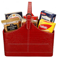 Panier-cadeau en cuir, panier à fruits pour les cadeaux du Nouvel An, panier de rangement, panier d'emballage