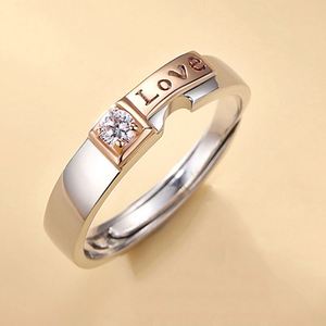 CZ Diamond Couple Wedding <b>Ring</b> Sets Wholesale Handmade <b>Silver</b> White Gold Plated <b>Adjustable</b> Open Lover <b>Ring</b> for Couple - Product Image 5