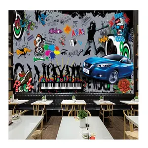 KOMNNI Custom Graffiti Wallpaper Retro Sports Car Mural Wall Sticker Bar Restaurant Kids Bedroom Photo Wall Mural