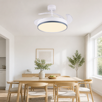 Ventilateur de plafond rétractable de 42 pouces avec lumière, télécommande LED 220V AC/DC, ventilateur de plafond moderne blanc avec lampe