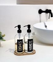 Distributeur de savon en verre personnalisé avec logo, 16 oz, distributeur de savon de cuisine en verre transparent avec pompe en acier inoxydable pour savon pour les mains et savon à vaisselle