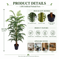 Arbres artificiels en PE hyper-réalistes, type fougère, 160 cm, luxe, écologiques, emballage KD, résistants aux UV/au feu, pour la décoration de la maison, du jardin et des mariages