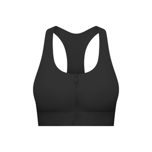 Sujetador deportivo transpirable y ajustable de alto soporte para mujer 2025, con diseño a cuadros, de spandex/nylon, con cremallera frontal abierta, para correr y gimnasio - Product Image 4