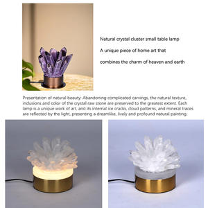 Wholesale Nature Quality Transparent Quartz Cluster Crystal Specimen Decorative <b>Table</b> <b>Lamp</b> LED Light Source Ceramic <b>Base</b> Octagon - Product Image 5