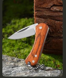 Açık kamp taktik Mini cep katlanır bıçak çelik + ahşap kolu kamp avcılık açık Survival EDC araçları bıçaklar - Product Image 5