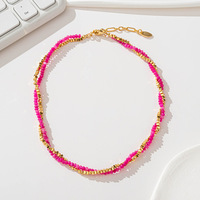 Mode 18k plaqué or quartz rose pierre naturelle clavicule chaîne multi double couche collier pour jeunes filles