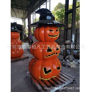 Décoration d'Halloween en forme de citrouilles empilées, 3,5 m, en plastique durable pour extérieur, décoration de festival - Product Image 2
