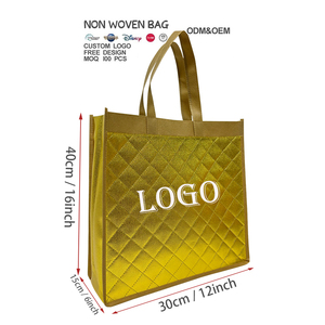 Sacs personnalisés en or avec logo OEM/ODM, sacs de marchandises en or premium réutilisables avec paillettes pour l'emballage - Product Image 1
