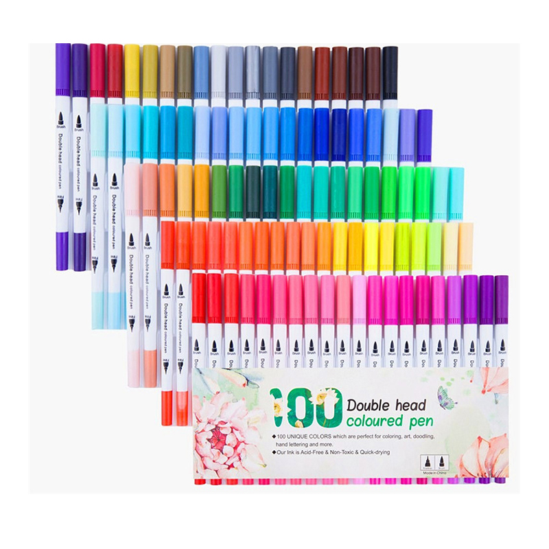 12 24 36 48 60 80 100 Colors Alcohol Markers Dual Tip Water Watercolor Art Supplies Markers Brush Pens Marker Set 24