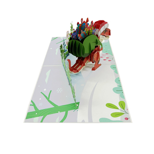Carte de vœux de Noël 3D pop-up dinosaure, faite main, style amour, découpe de papier, artisanat vietnamien, design personnalisé - Product Image 4