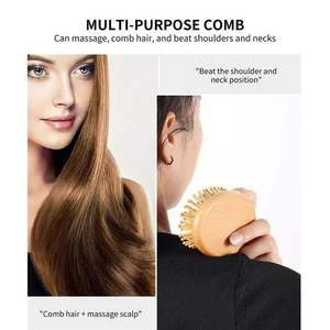 Sisir Pijat Bambu Logo Kustom, Pemijat Kulit Kepala Kayu, Sikat Rambut Kayu Bulat, Sisir Bambu Portabel Anti-Statis - Product Image 3