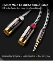 Câble audio stéréo CableCreation 3,5 mm mâle vers 2 RCA femelle, adaptateur tressé mini-jack auxiliaire vers RCA en Y pour enceintes, PC, TV