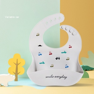 Bavoir bébé en silicone imperméable, réglable, en forme de U, pour tout-petits, avec logo personnalisé, vente en gros - Product Image 2
