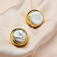 Perles d'eau douce plaquée or, de qualité supérieure, perles d'eau douce, Double face, en forme de pièce de monnaie ronde, pour bricolage, livraison gratuite
