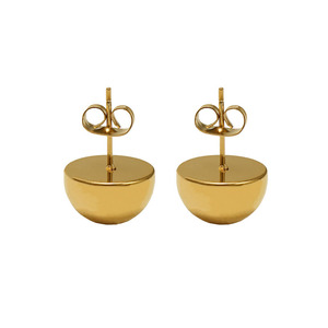 Zogxin Gold Hemispherical Stud Earrings 18K Stainless Steel Geometric Ball Design For Women - Product Image 5