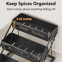 Rak Bumbu Lipat 3 Tingkat Modern Multifungsi untuk Meja Dapur, Organizer Bumbu Dapur dari Baja Karbon untuk Lemari