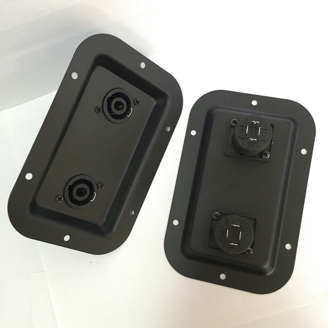 Metal 137x90mm 5.39"x3.54" 2x Speaker Jack Plates Dual Speakon Connector Board for PA Speakers Cabinets