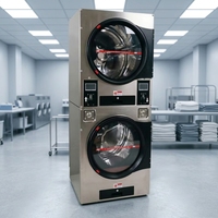 12KG Commercial Stacked Coin Operated Washer Dryer Heavy-Duty Stack Laundry Washing Machine for Self-Service Laundromat Business