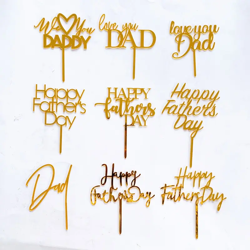 Buon compleanno BEST DAD feliz cumpleanos super dad cake insert happy FATHER'S DAY vertical gold acrilico cake topper