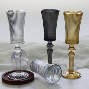 L Vintage gobelet à vin côtelé clair tige pour flûte à <span class=keywords><strong>champagne</strong></span> rayures verticales luxe classique pour hôtel verres métal verre - Product Image 1