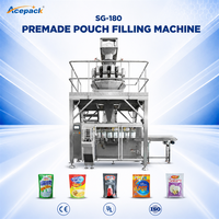 Machine d'emballage entièrement automatique SG-180 pour sachets préformés, liquides, granulés, poudres, emballage en sachet Doypack, emballage en sachet vertical