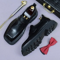 Hochwertige Wasserdichte Leder-Leichtgewicht Business-Slipper im Britischen Stil mit Eckiger Spitze und Dicker Sohle für Herren im Herbst