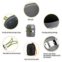 Batterie de cuisine extérieure portable en acier inoxydable pour 1 à 2 personnes comprenant des couverts et des accessoires pour l'escalade et le camping
