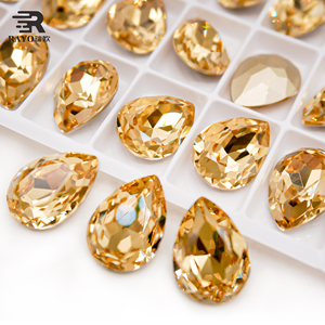 Cristalli a goccia con montatura a griffe da cucire, campanelle natalizie fatte a mano, strass a forma di diamante per abiti da sposa, perline di strass all'ingrosso - Product Image 5