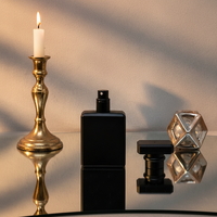 Vide 50ml de haute qualité en gros noir mat OEM ODM Rectangle bouteille de parfum en verre rechargeable avec pompe pulvérisateur de brouillard