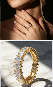 Alternating Round Baguette Moissanite Full Eternity Band <b>Ring</b> Stackable Wedding Promise <b>Ring</b> Women Luxury Engagement Jewelry - Product Image 6