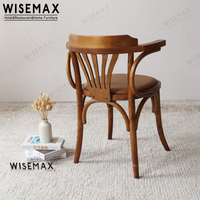 WISEAMX FURNITURE Chaise Thonet en bois antique, chaise de patio en bois à dossier croisé, chaise de salle à manger avec accoudoirs pour café, boutique, restaurant