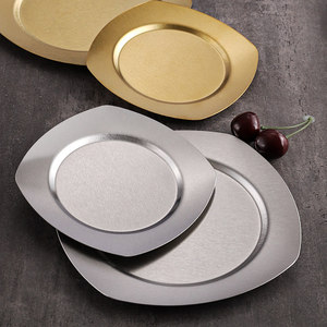 Stainless Steel Round Plate 304 Flat <b>Tray</b> Shallow Dish For Food <b>Serving</b> - Product Image 3