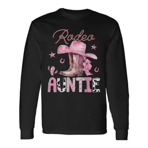 Camiseta de Manga Larga Rodeo Auntie Pink Boots Coquette Cowgirl, Artículos para Fiestas - Product Image 2