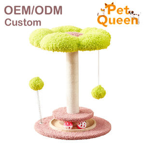 Rascador para Gatos con Forma de Flor de Peluche, Poste Rascador Alto con Juguete de Pista y Bola Interactiva, Árbol para Gatos de Madera para Escalar Verticalmente - Product Image 1