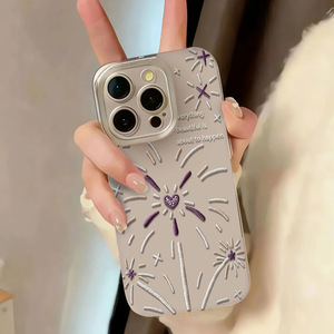 เคสโทรศัพท์รูปหัวใจรูปดอกไม้ไฟสำหรับ iPhone 16/17 Pro max/ 15/14โปร่งใสช่องว่างที่แม่นยำสำหรับ iPhone 12/13เคสนิ่ม - Product Image 1