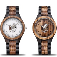 Jam Tangan Kayu Alami Wanita Pria Stopwatch Buatan Tangan Mesin Jepang Quartz Jam Tangan Kayu Kustom