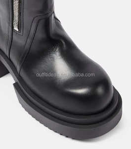 Stivali in Pelle Nera Unisex con Cerniera Laterale, Tacco a Blocco, Stile Chelsea, Modello Bogun Bauhaus - Product Image 6