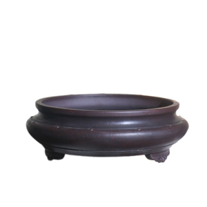 Maceta Redonda de Arcilla Púrpura con Borde en Forma de Tambor y Abertura Contraída, Estilo Chino Clásico Antiguo, para Escritorio o Interior, Tipo Moneda - Product Image 5