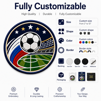 Écussons brodés personnalisés ronds pour le football, vente en gros, badges de club de football OEM pour vêtements de match, vestes et sacs