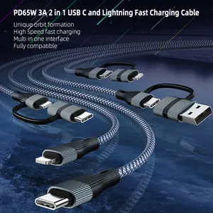 3A Type C And IP Cable 2 In 1 Fast Charging Cable